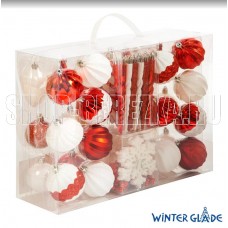 WINTER GLADE Набор ёлочных шаров, пластик, красный/белый микс, 51 шт в упаковке, 90251G309