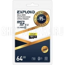 EXPLOYD 64GB microSDXC Class 10 UHS-1 Premium (U3) [EX064GCSDXC10UHS-1-ElU3 w]