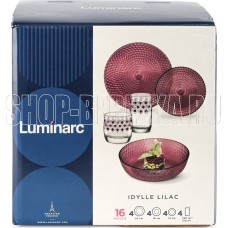 LUMINARC ИДИЛЛИЯ ЛИЛАК 16пр со стаканами РОМБ ЛИЛАК 330мл S1301