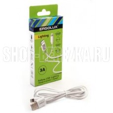 ERGOLUX (15097) ELX-CDC03-C01 USB-Lightning, 3А, 1,2м, Белый