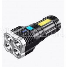 ULTRAFLASH (15195) LED51525 (фонарь акк 4В, черн., 4LED+COB, 3 Вт, 4 реж, Micro -USB, бокс)