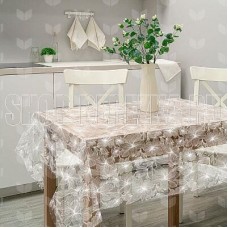 РЫЖИЙ КОТ Скатерть ПВХ Гибискус коллекция Ажур размер 110х132 см