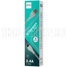 PERFEO (I4333) USB A - Lightning, 2.4A, голубой, силикон, 1 м., ULTRA SOFT