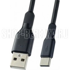 PERFEO (U4907) USB A вилка - Type-C вилка, 2.4A, черный, длина 1 м., Type-C SOFT