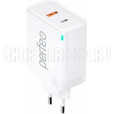 PERFEO (I4654) USB-A+TYPE-C, GaN, 45W, белый