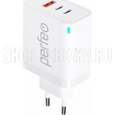 PERFEO (I4655) USB-A+2xTYPE-C, GaN, 65W, белый
