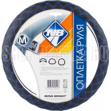 NOVA BRIGHT (M) экокожа, черная с прострочкой синей ромбиками 47561