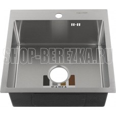 FABIA PROFI 505033 Мойка врезная 50х50 см, ДИЗАЙН толщина 3,0 х 0,8 мм, глубина 220 мм + большой сифон с переливом + корзина +коврик