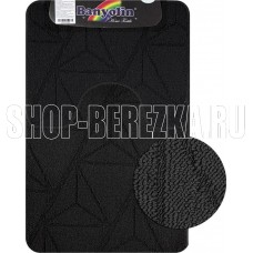 САНАКС 00852 Коврик в ванную CROSS-LOOP, двойной, ЧЕРНЫЙ, однотонный, 500х800,500х400 мм,100% полиэстер