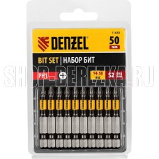 DENZEL Набор бит PH1х50, сталь S2, круглый профиль, 10 шт. 11648
