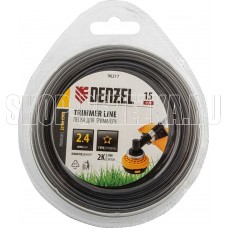 DENZEL Леска для триммера двухкомпонентная звезда, 2,4мм х 15м, блистер EXTRA CORD 96217