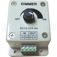 ECOLA CDM08AESB LED strip Dimmer 8A 96W 12V (192W 24V) с винтовыми клеммами и ручкой для управления белый