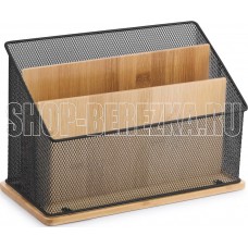 UNISTOR PRESIDENT для бумаг настольный, 3 отделения Черный, бамбук 212925