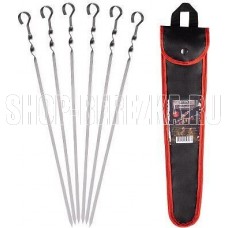 ECOS Набор шампуров 450*10*0,7мм, угловой, с витком, 6шт., в чехле 182540 ECOS Набор шампуров 450*10*0,7мм, угловой, с витком, 6шт., в чехле 182540