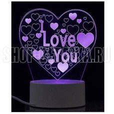 ENERGY Светильник декоративный EN-NL 23 3D сердце с надписью I LOVE YOU (106254) ENERGY Светильник декоративный EN-NL 23 3D сердце с надписью I LOVE YOU (106254)