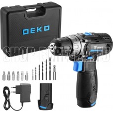 DEKO DKCD12V PRO в кейсе + оснастка 13 шт, 12В, 2х2.0Ач 083-1007