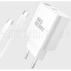 AKSBERRY (6900253240015) T43 20W PD + QC3.0 + кабель Type C , белый