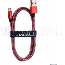 PERFEO (U4804) USB A вилка - Micro USB вилка, красно-белый, 3 м