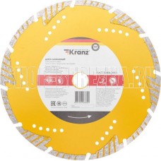 KRANZ (KR-90-0108) Диск алмазный отрезной Turbo сегментный с защитными секторами, 230х22,2x10мм