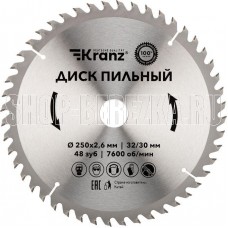 KRANZ (KR-92-0128) Диск пильный 250 мм х 48 зуб х 32/30 мм