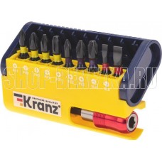 KRANZ (KR-92-0466) Набор бит с магнитным держателем, пластиковый кейс, 10 шт