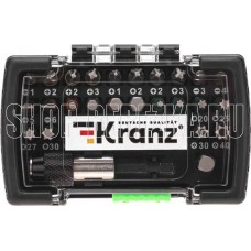 KRANZ (KR-92-0464) Набор бит с магнитным держателем, пластиковый кейс, 32 шт