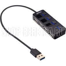 PERFEO (PF D0796) USB-HUB 4 Port, (PF-H044 Black) чёрный