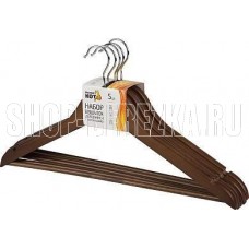 РЫЖИЙ КОТ Набор вешалок деревянных с перекладиной, 5 шт, цвет темно-коричневый (107912)