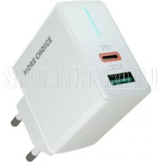 MORE CHOICE (4610196408649) NC61 СЗУ 1USB+1USB-C 3.0A PD 20W+QC3.0 быстрая зарядка White
