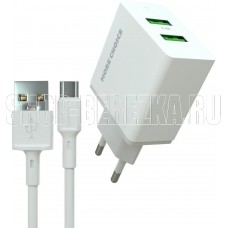 MORE CHOICE (4610196409042) NC11a СЗУ 2USB 2.4A для Type-C White