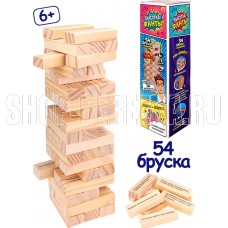 РЫЖИЙ КОТ Игра Башня.Высотка фанты. высота 27см,размер бруска:15*25*75 мм,54 эл,в коробке (Арт. ИН-3287)