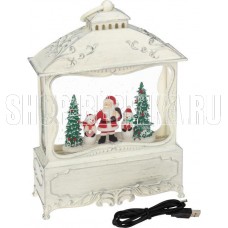 NEON-NIGHT (501-165) Декоративный фонарь с эффектом снегопада и подсветкой Рождественский лес , белый