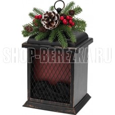 NEON-NIGHT (511-027) Светодиодный камин Рождество с эффектом живого огня 15х14х26см, батарейки 2хС (не в комплекте) и USB, бронзовый