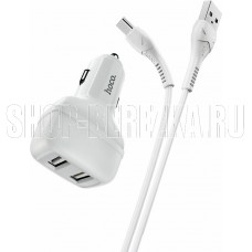 HOCO (6931474727787) Z36 White АЗУ 2USB 2.4A для Type-C
