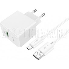 HOCO (6942007603713) CS12Am White СЗУ 1USB 3.0A QC3.0 18W быстрая зарядка