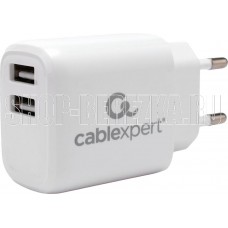 CABLEXPERT (22213) ЗУ10.5Вт, 2.1А, 2хUSB, белый, пакет