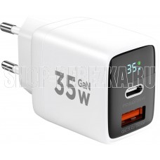 CABLEXPERT (22107) 35Вт GaN, QC4.0/PD3.0, 1хUSB, 1хType-C, белый