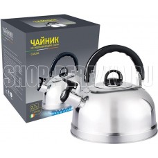 БЕЗ ТМ Чайник Casual, объем 2,7 л, из нерж стали со свистком, зеркальная полировка, (004260)