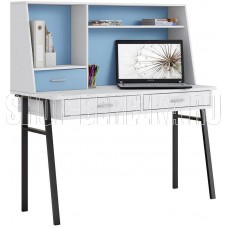 POLINI Стол письменный kids Aviv 1455 с надстройкой и ящиками белый/белый-голубой (4 кор.)