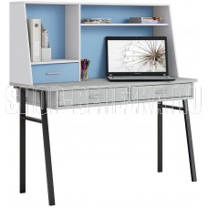 POLINI Стол письменный kids Aviv 1455 с надстройкой и ящиками серый/белый-голубой (4 кор.)