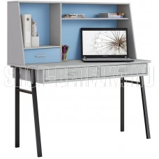 POLINI Стол письменный kids Aviv 1455 с надстройкой и ящиками серый/серый-голубой (4 кор.)