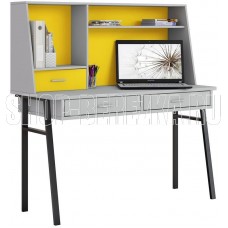 POLINI Стол письменный kids Aviv 1455 с надстройкой и ящиками серый/серый-желтый (4 кор.)