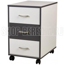 POLINI Тумба с ящиками kids Mirum на колесах 40х55см белый-графит (1 кор.)