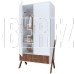 POLINI Шкаф двухсекционный kids Porto 3100 с 1 ящиком белый-дуб крафт (1 кор.)