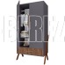 POLINI Шкаф двухсекционный kids Porto 3100 с 1 ящиком графит-дуб крафт (1 кор.)