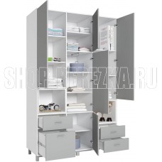 POLINI Шкаф трехсекционный kids Mirum 2330 белый-серый (4 кор.)