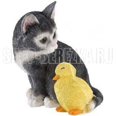 PARK Фигурка садовая Котенок рыжий с уточкой H-19см (169433)