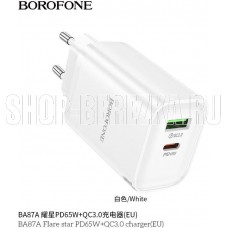 BOROFONE (6941991117565) BA87A 1Type-C 3.0A PD 65W+QC3.0 быстрая зарядка , White