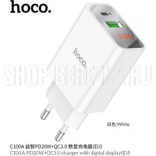 HOCO (6931474769824) C100Aaa 1USB+1Type-C 3.0A QC3.0 PD 20W , White