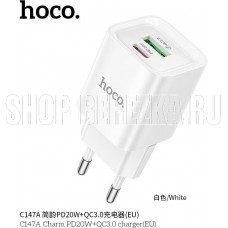 HOCO (6942007630276) C147A 1USB+1Type-C 3.0A PD 20W+QC3.0 , White